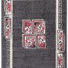 Teppich Dream Grau Rot Blumen Quadrate