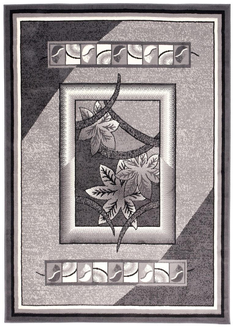 Teppich Dream Grau Geometrisch Blumen Rahmen