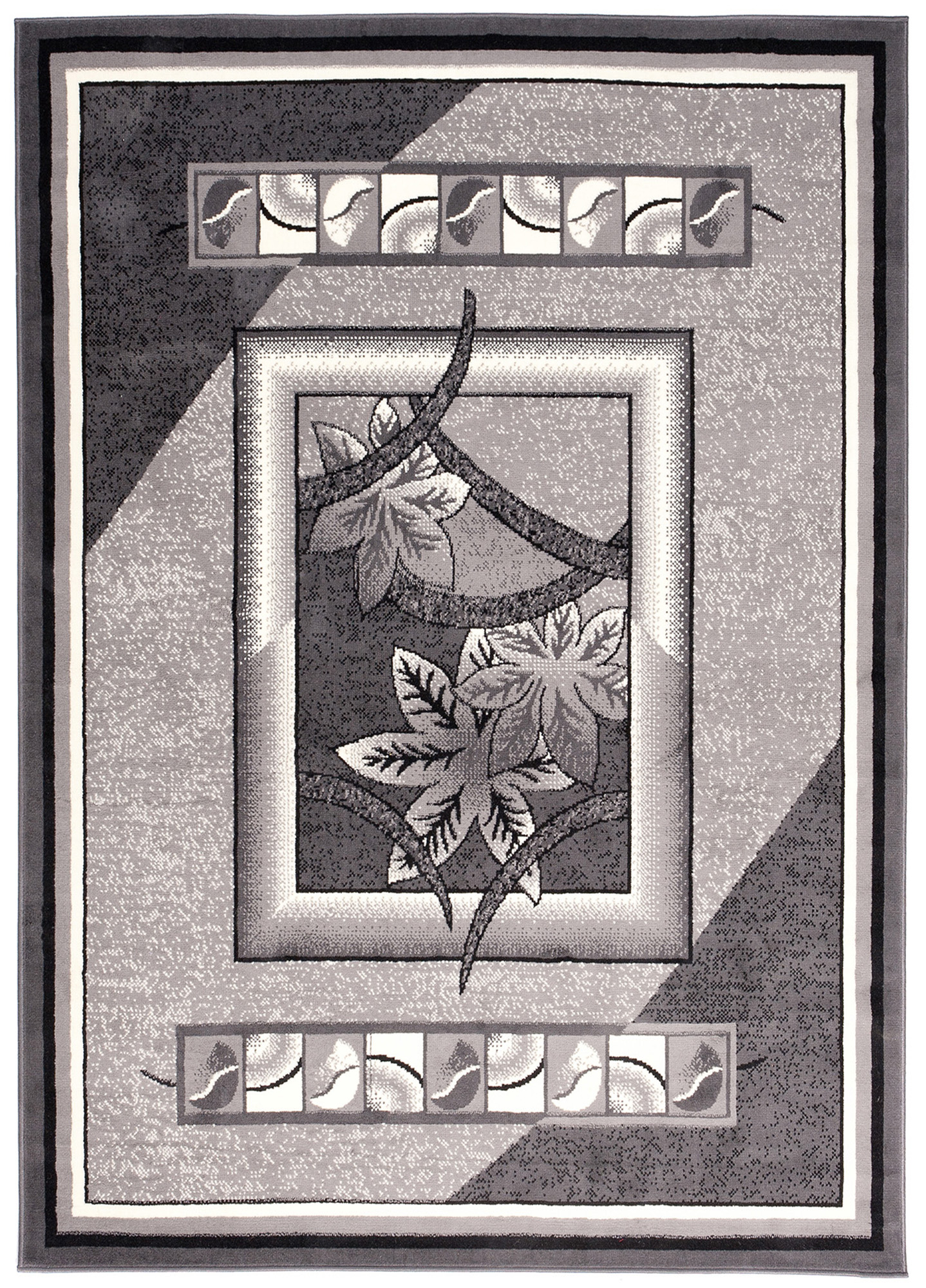 Teppich Dream Grau Geometrisch Blumen Rahmen