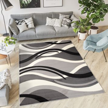 Teppich Dream Grau Creme Geometrisch Wellen