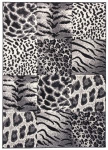 Teppich Dream Grau Schwarz Tiermotiv Quadrate