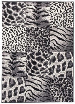 Teppich Dream Grau Schwarz Tiermotiv Quadrate