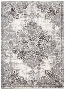 Teppich Valley Grau Vintage Blumen Rosette