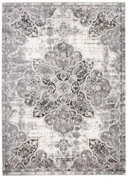 Teppich Valley Grau Vintage Blumen Rosette