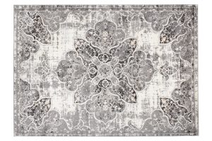 Teppich Valley Grau Vintage Blumen Rosette
