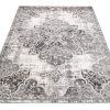 Teppich Valley Grau Vintage Blumen Rosette