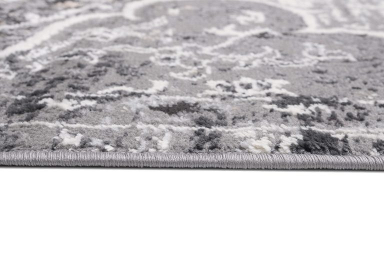 Teppich Valley Grau Vintage Blumen Rosette