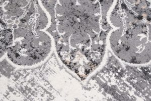 Teppich Valley Grau Vintage Blumen Rosette