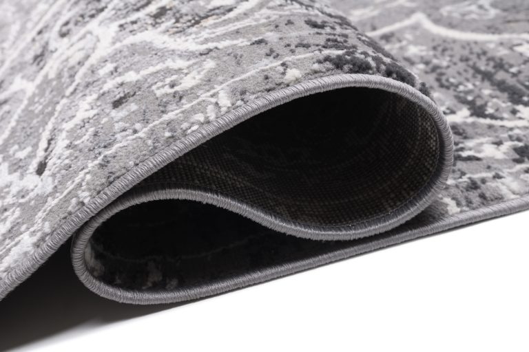 Teppich Valley Grau Vintage Blumen Rosette