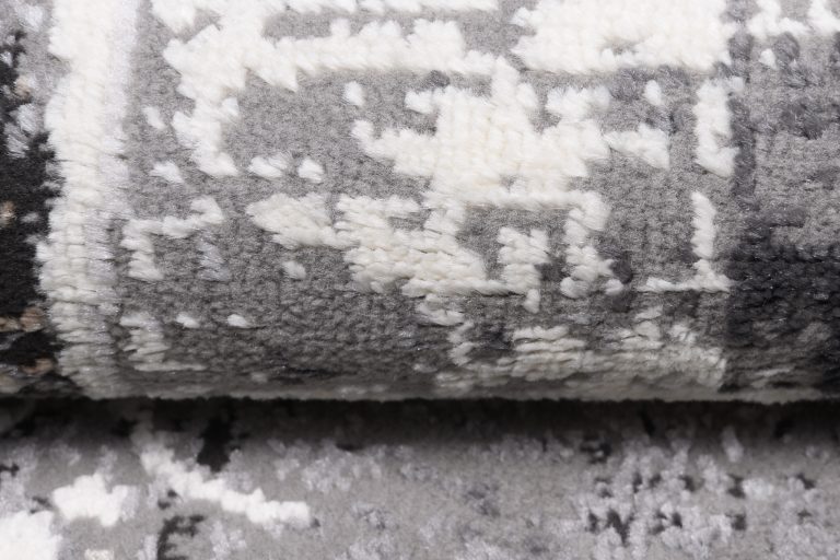 Teppich Valley Grau Vintage Blumen Rosette