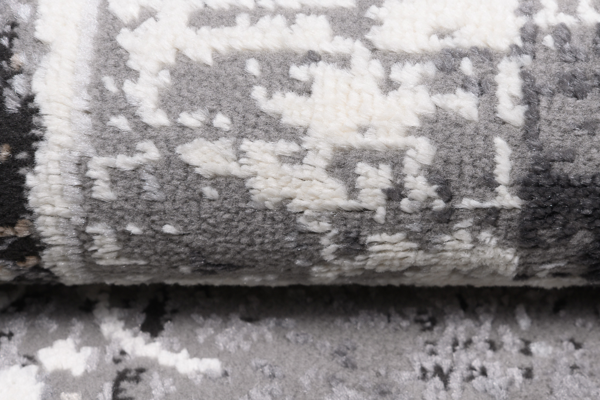 Teppich Valley Grau Vintage Blumen Rosette