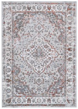 Teppich Valley Grau Fuchsrot Vintage Rahmen