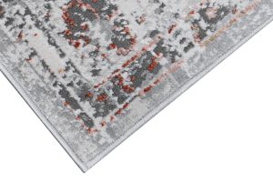 Teppich Valley Grau Fuchsrot Vintage Rahmen