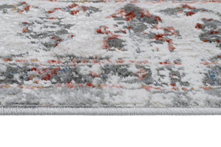 Teppich Valley Grau Fuchsrot Vintage Rahmen