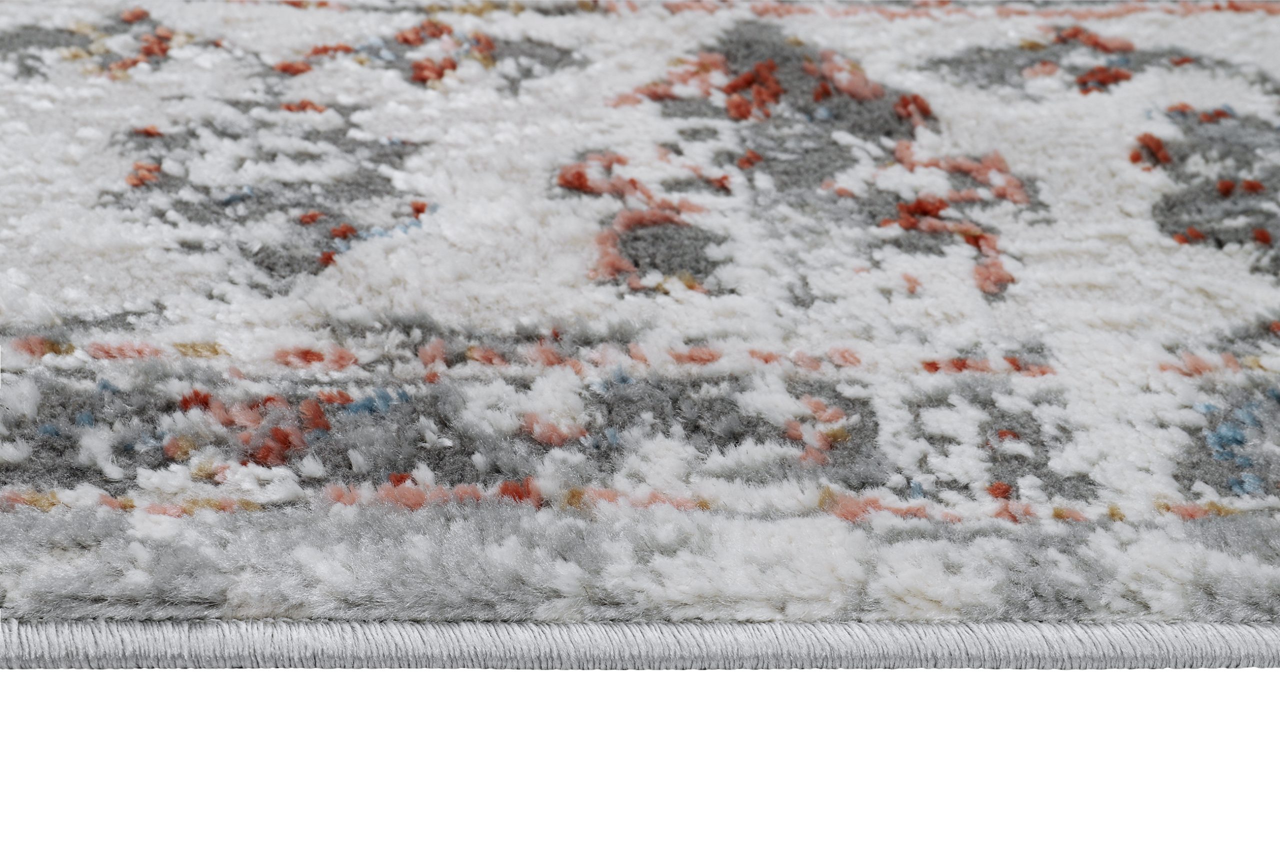 Teppich Valley Grau Fuchsrot Vintage Rahmen