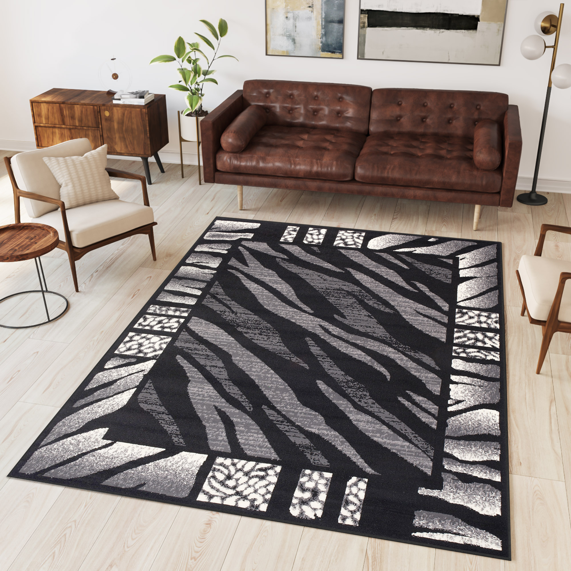 Teppich Dream Modern Grau Schwarz Tigermotiv