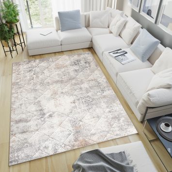 Teppich Valley Grau Beige Geometrisch Quadrat