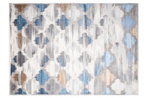 Teppich Valley Grau Blau Marokkanisch Kleeblatt