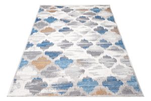 Teppich Valley Grau Blau Marokkanisch Kleeblatt