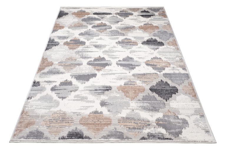 Teppich Valley Grau Fuchsrot Marokkanisch Kleeblatt