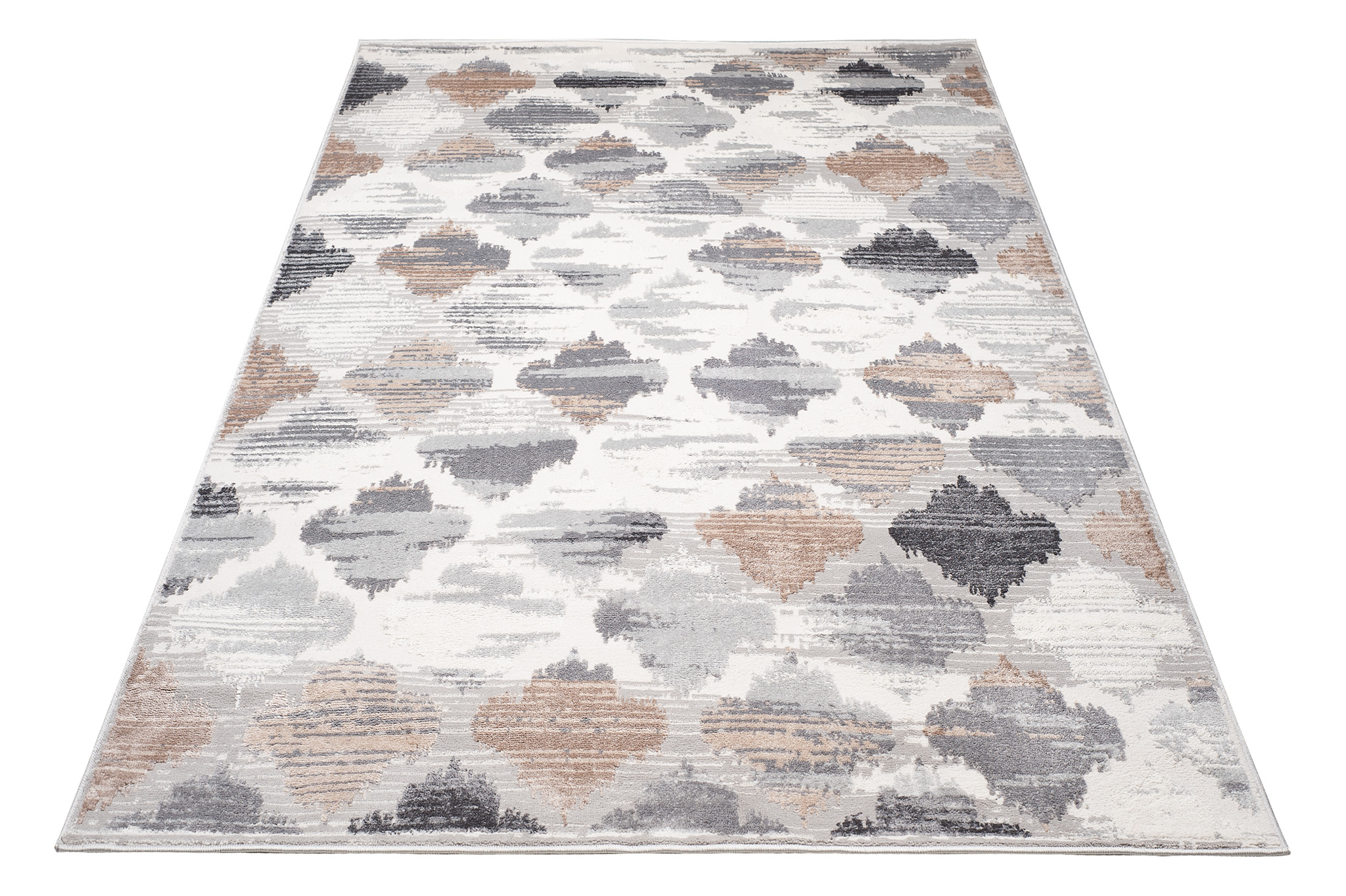 Teppich Valley Grau Fuchsrot Marokkanisch Kleeblatt