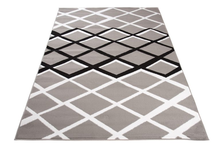 Teppich Dream Modern Kurzflor Grau Schwarz Weiß Karo