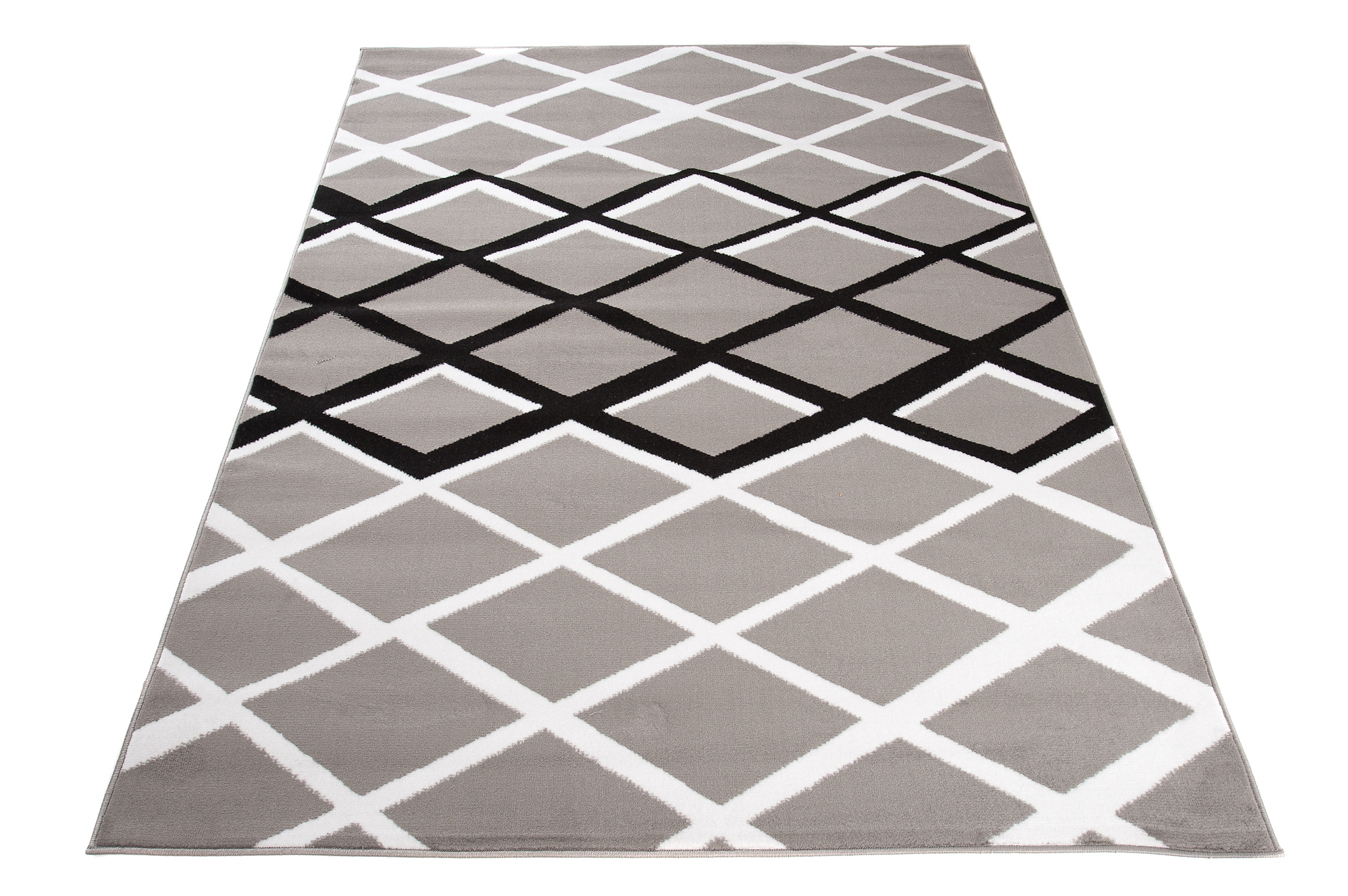 Teppich Dream Modern Kurzflor Grau Schwarz Weiß Karo