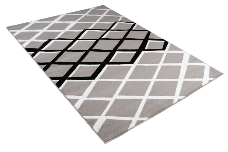 Teppich Dream Modern Kurzflor Grau Schwarz Weiß Karo