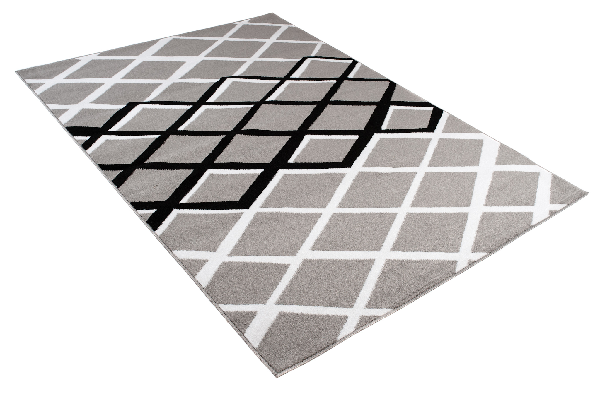 Teppich Dream Modern Kurzflor Grau Schwarz Weiß Karo