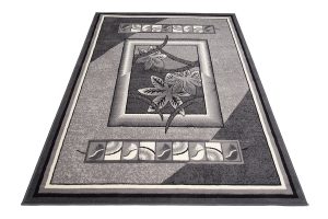 Teppich Dream Grau Geometrisch Blumen Rahmen