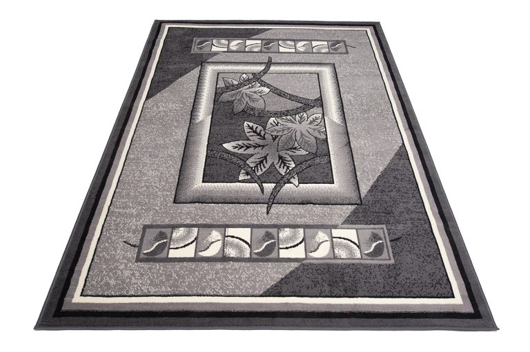 Teppich Dream Grau Geometrisch Blumen Rahmen