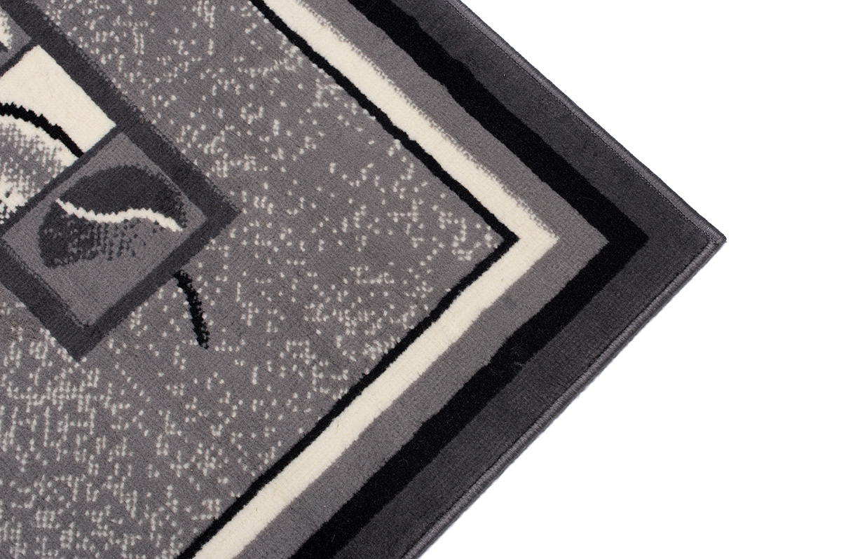 Teppich Dream Grau Geometrisch Blumen Rahmen