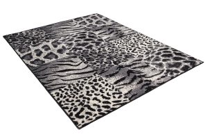 Teppich Dream Grau Schwarz Tiermotiv Quadrate