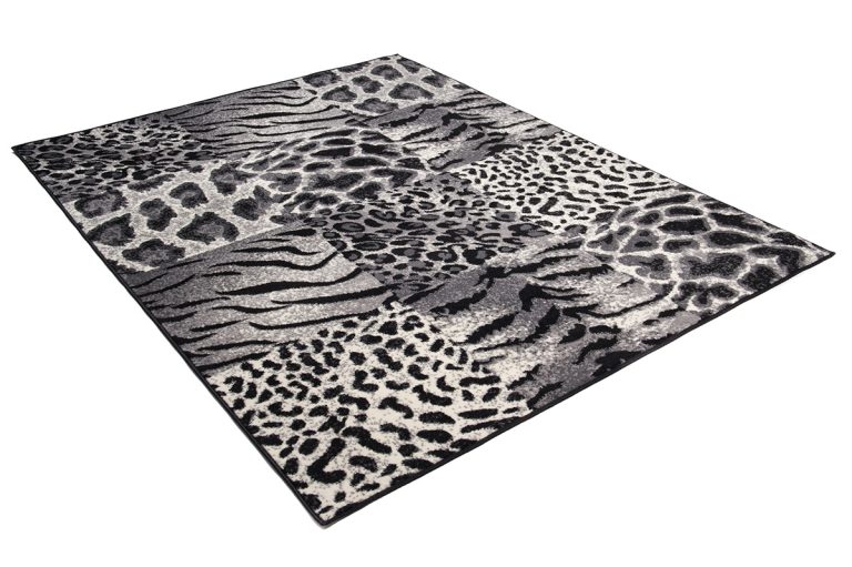 Teppich Dream Grau Schwarz Tiermotiv Quadrate