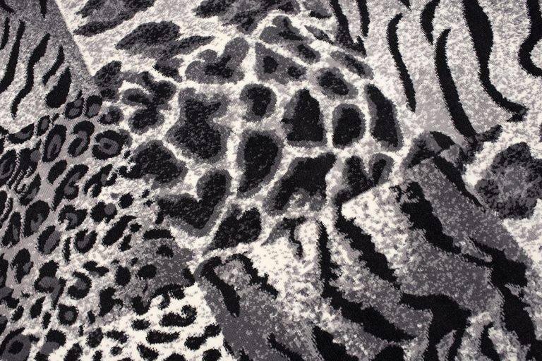 Teppich Dream Grau Schwarz Tiermotiv Quadrate