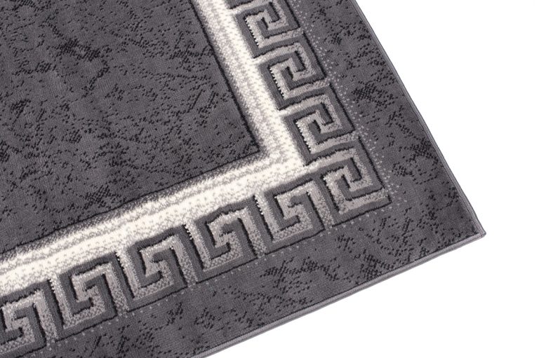 Teppich Dream Grau Rot Blumen Quadrate