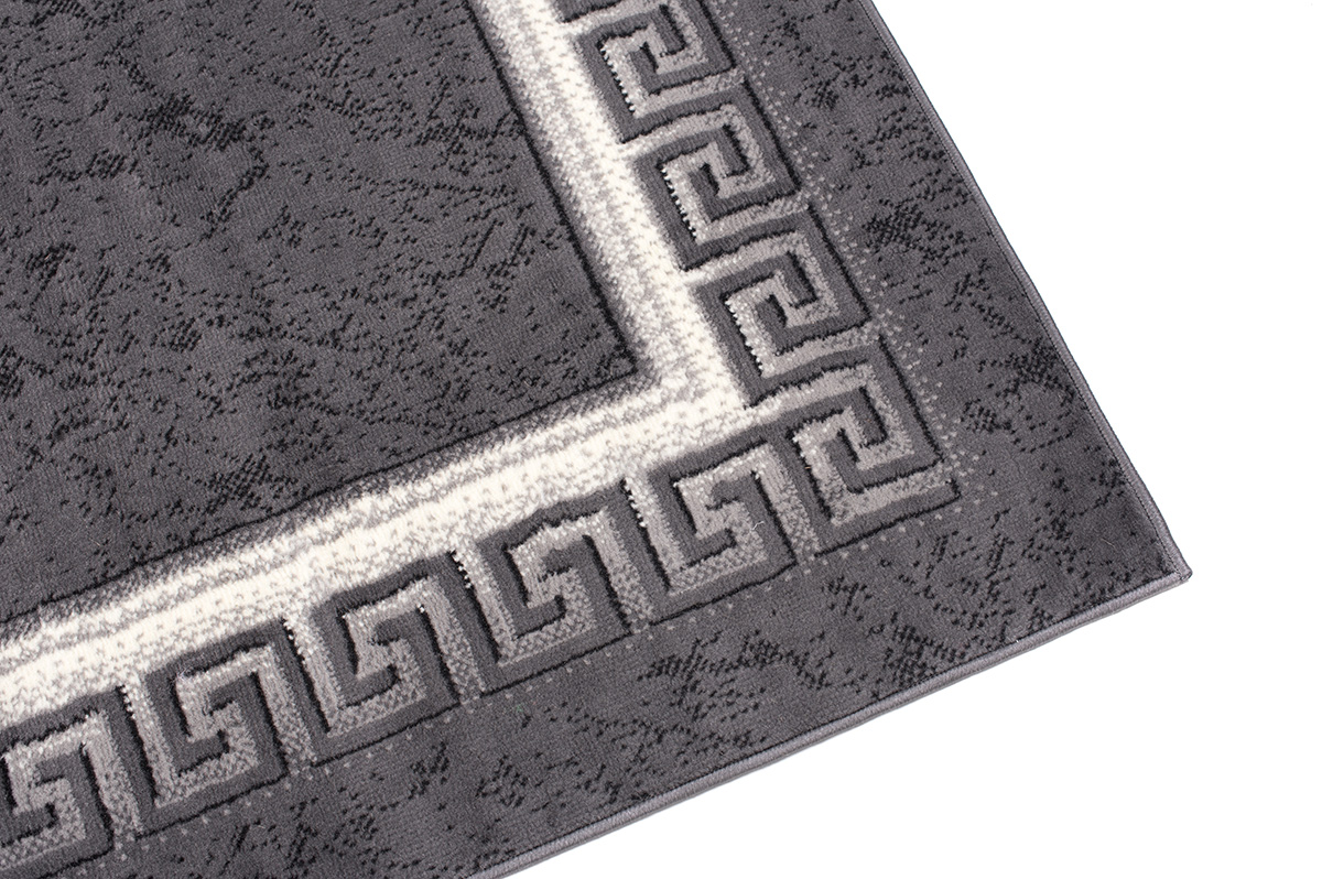 Teppich Dream Grau Rot Blumen Quadrate