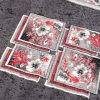 Teppich Dream Grau Rot Blumen Quadrate