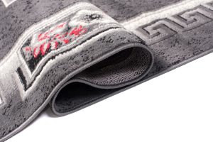 Teppich Dream Grau Rot Blumen Quadrate