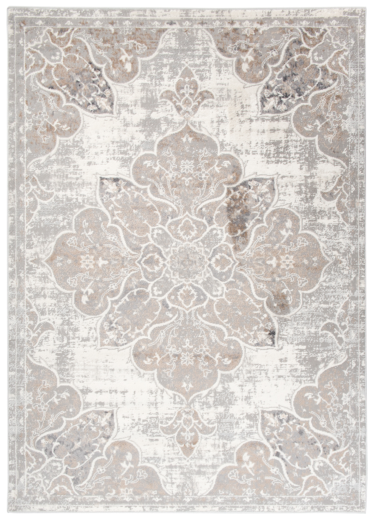 Teppich Valley Grau Beige Vintage Blumen