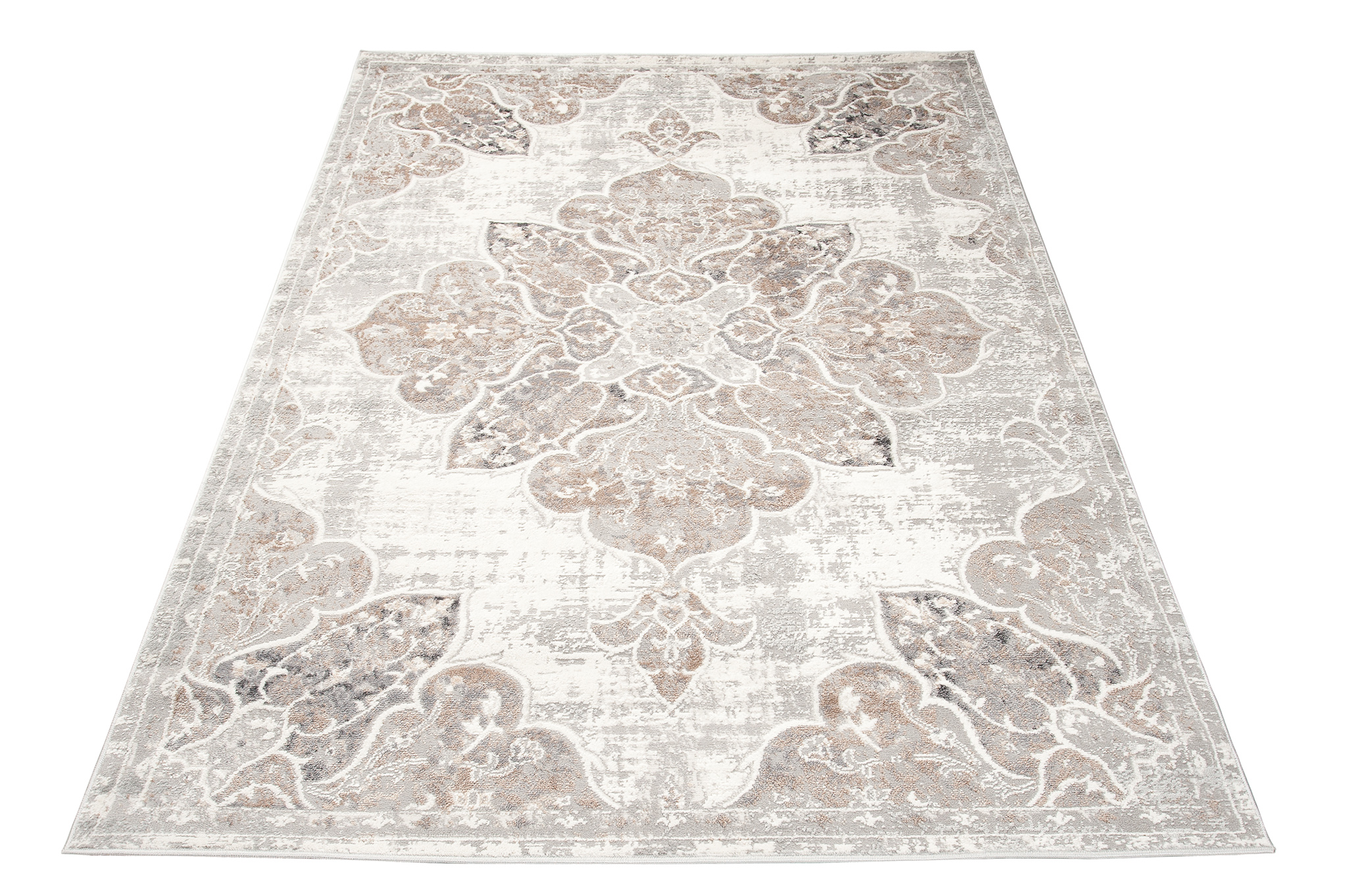 Teppich Valley Grau Beige Vintage Blumen