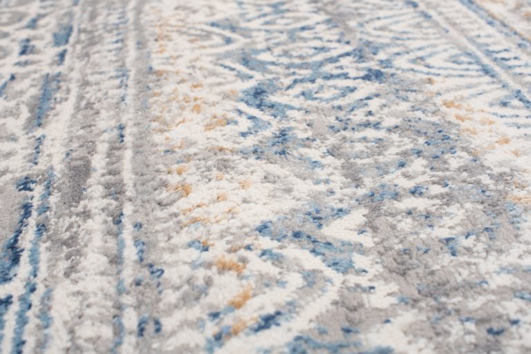 Teppich Valley Grau Blau Blumen Vintage