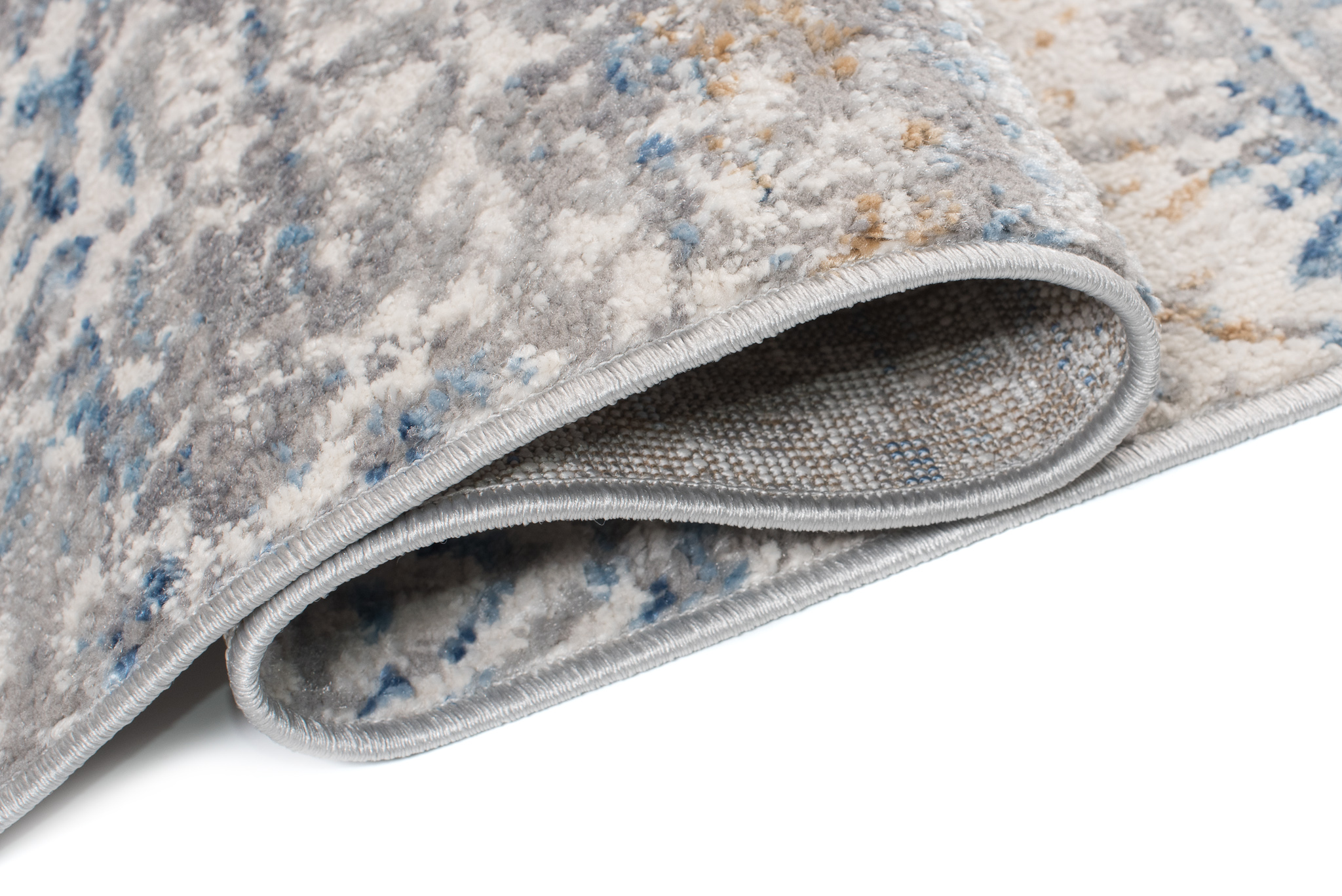 Teppich Valley Grau Blau Blumen Vintage