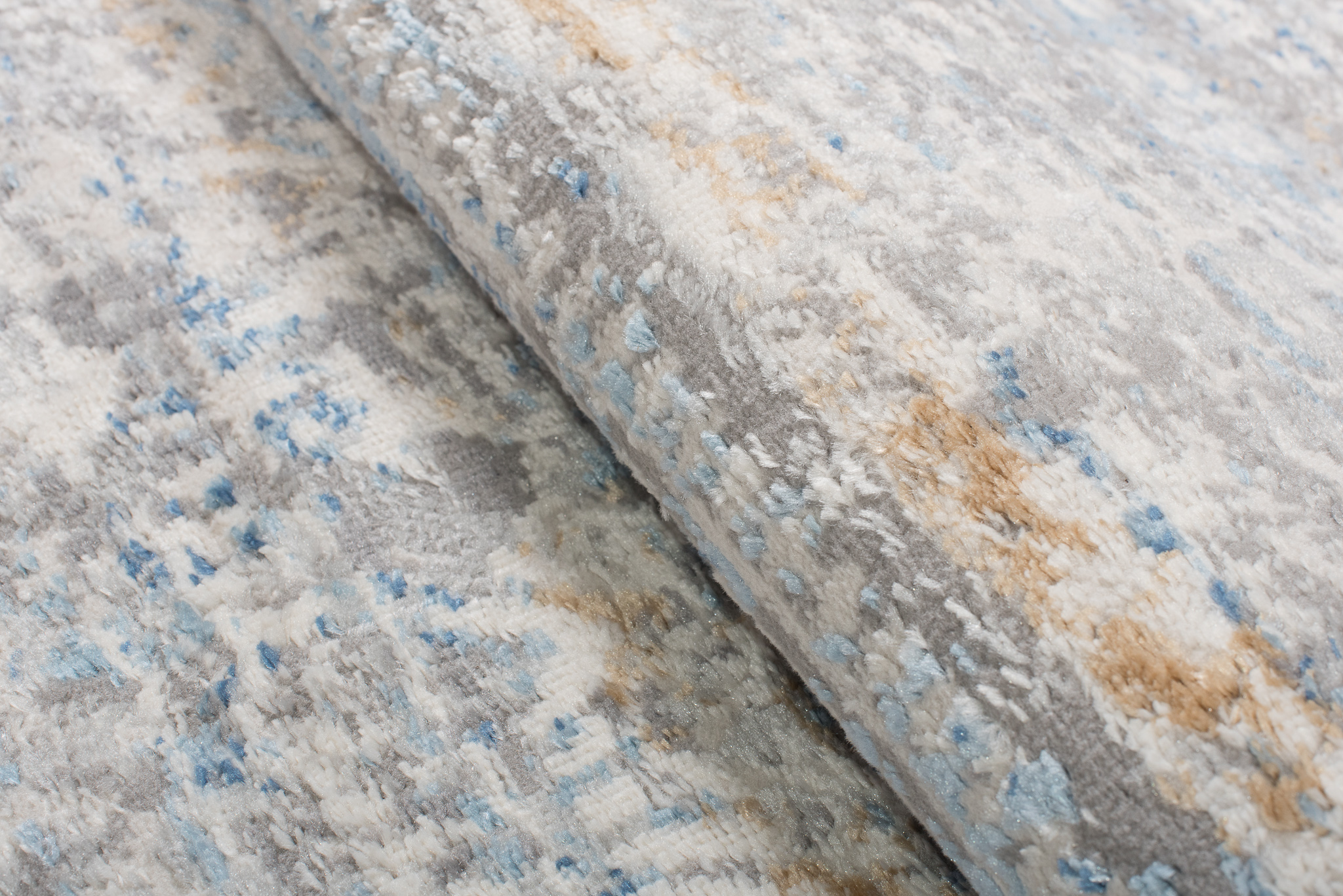 Teppich Valley Grau Blau Blumen Vintage