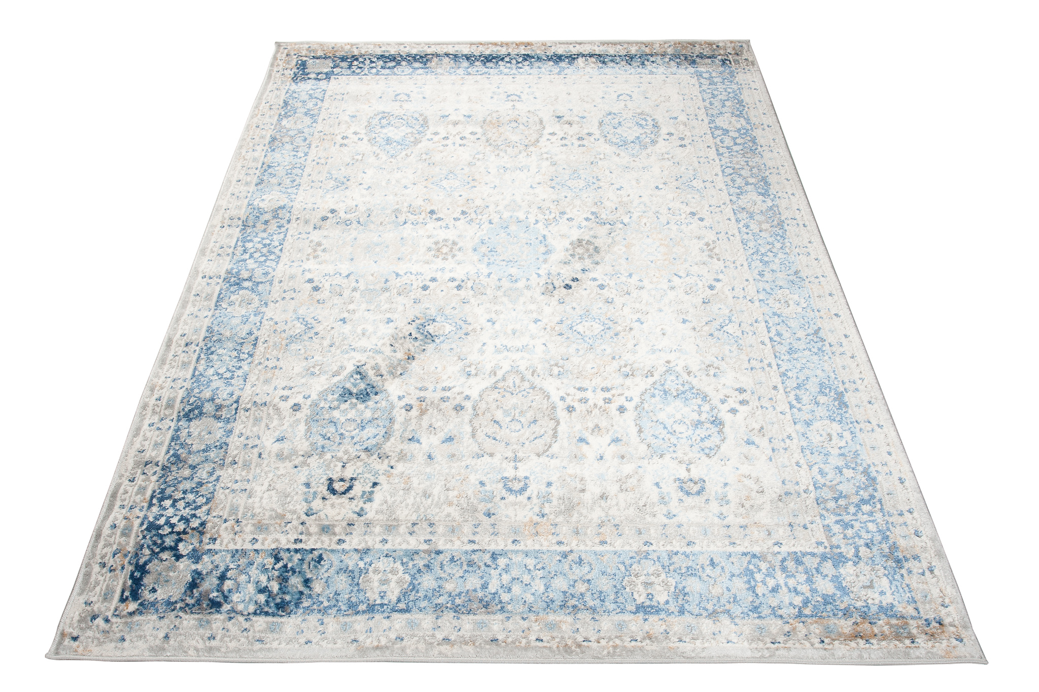 Teppich Valley Grau Blau Ornamente Vintage