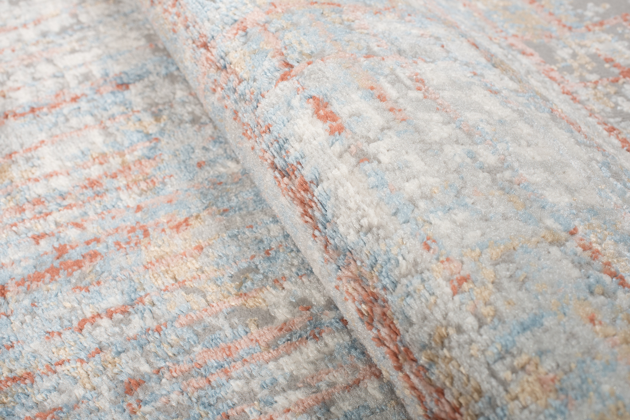 Teppich Valley Grau Lachsfarbe Abstrakt Linien