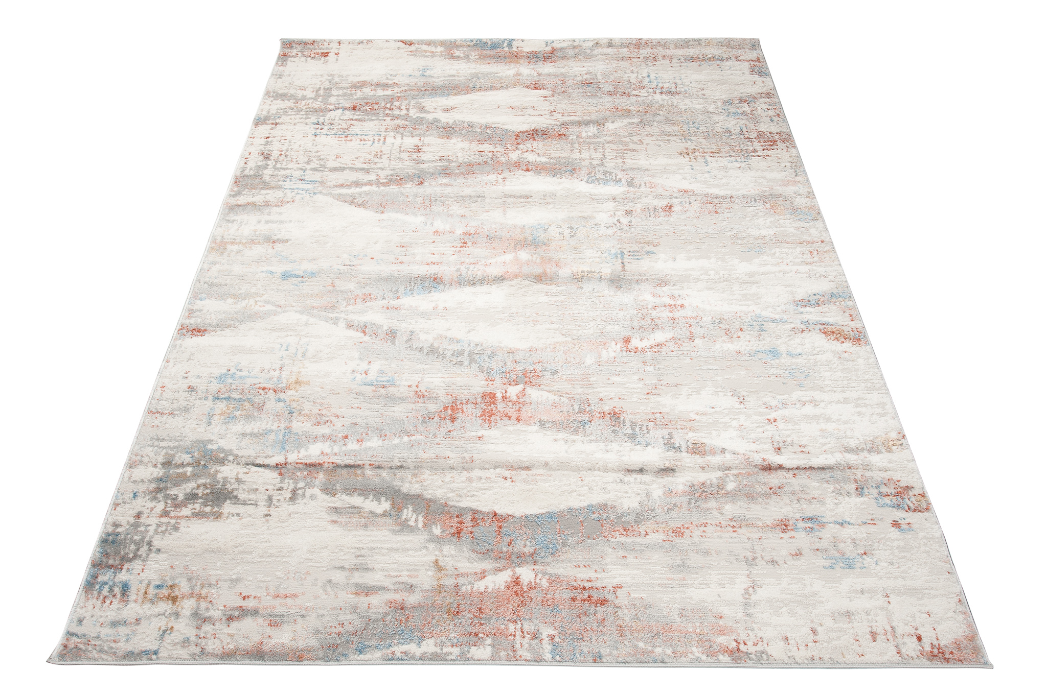 Teppich Valley Grau Lachsfarbe Geometrisch