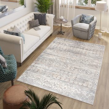 Teppich Valley Grau Mehrfarbig Vintage Blumen