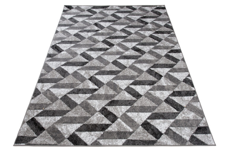 Teppich Maya Grau Schwarz Abstrakt Zigzags