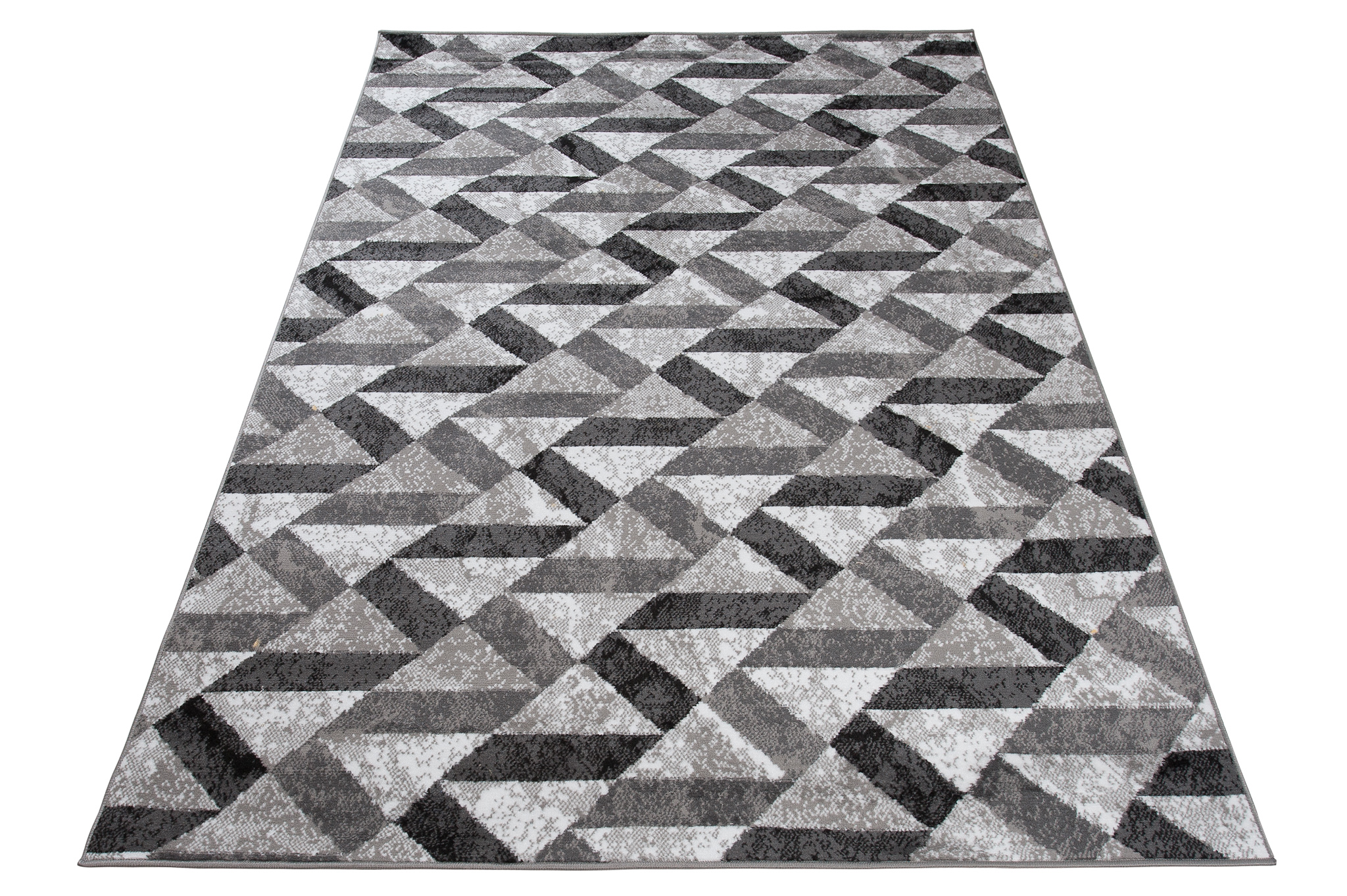 Teppich Maya Grau Schwarz Abstrakt Zigzags